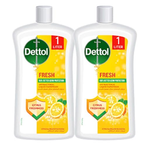 Dettol Fresh Liquid Handwash Pump Citrus & Orange Blossom Scent 1L x 2