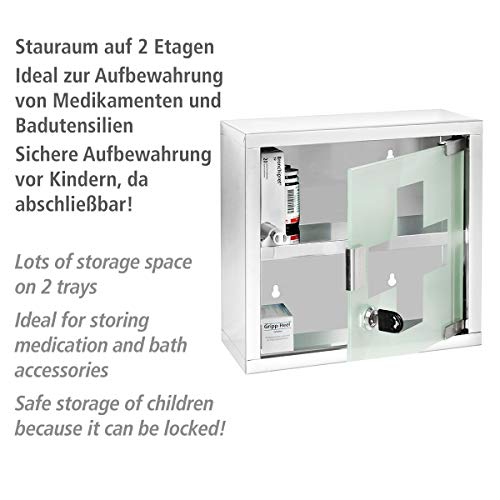 WENKO Chest-Medicine Cabinet, Lockable, Stainless steel, Silver Shiny, 12 x 25 x 25 cm WENKO Chest-Medicine Cabinet, Lockable, Stainless steel, Silver Shiny, 12 x 25 x 25 cm