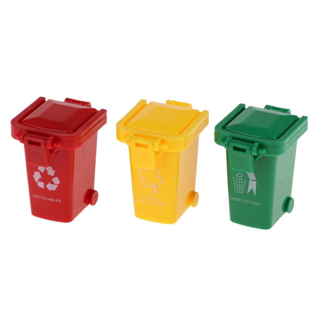 Mini poubelle pour enfants en lot de 3 bacs de recyclage pour camion à ordures jouet vert