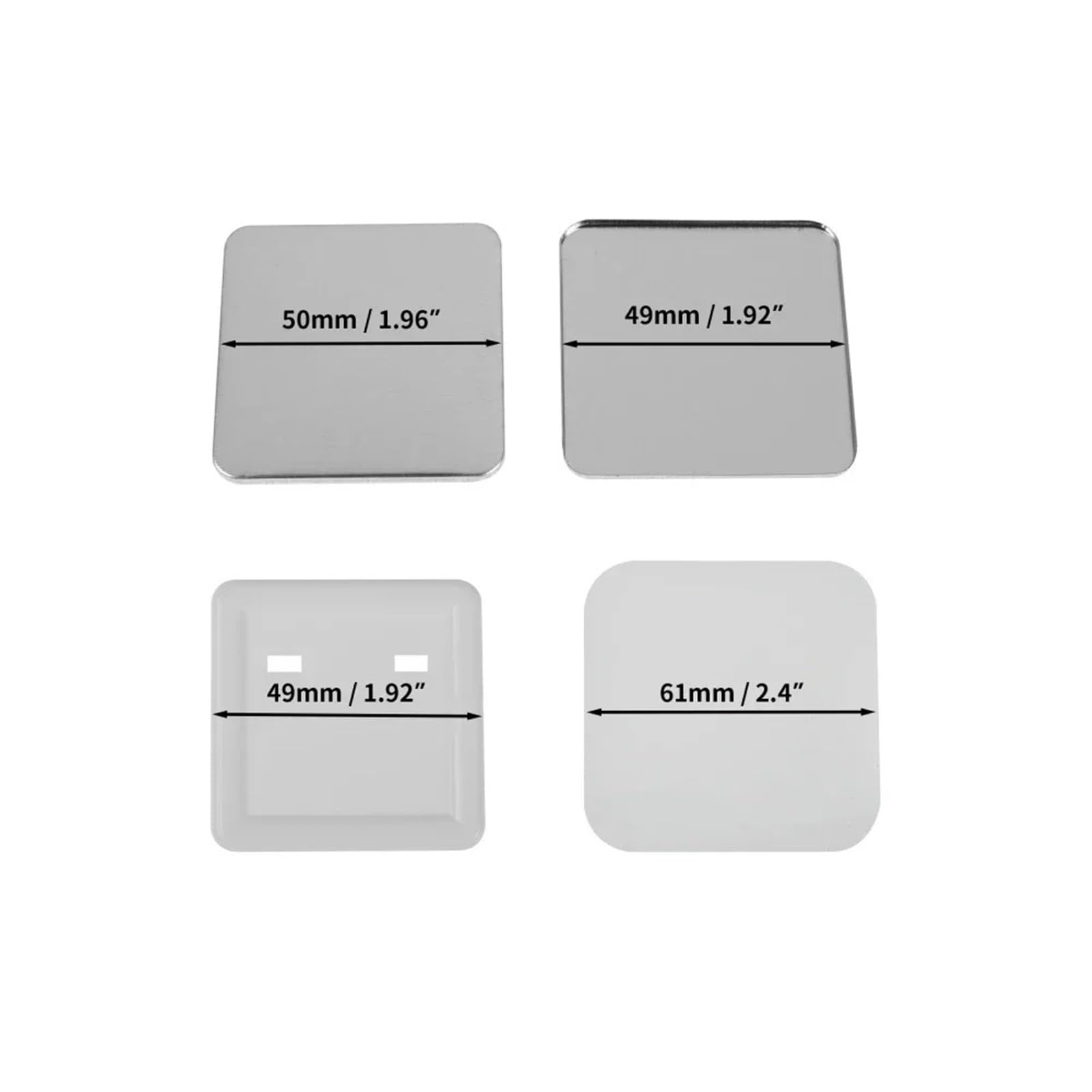 Pin Badge Making Kit 50/100 Uds. 50 * 50mm para insignia Metal cuadrado, botón, imán para refrigerador, fabricación DIY para máquina hacer botones Maquina Hacer Chapas(100Pcs Fridge magnet)