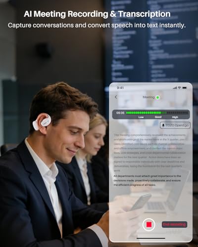 Image of TOZO Real-Time AI Translation Earbuds, 80H Playtime Translator Ear Buds, Digital Display, AI Clear Calls, Comfortable Wear Open Ear Earbuds, AI Bluetooth Headphone for Travel Meeting Learning, White