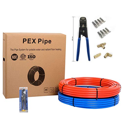 (All in One) EFIELD 1/2 Inch Pex-b Pipe, Fitting, Clamp Tool, Clamps Cutter Combo Kit, Heavy-Duty Canvas Bags