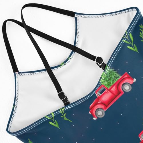 Red Trucks Blue Swimming Suit for Girls Quick Dry Crossback One Piece Swimming Suits with Adjustable Strap 3T4