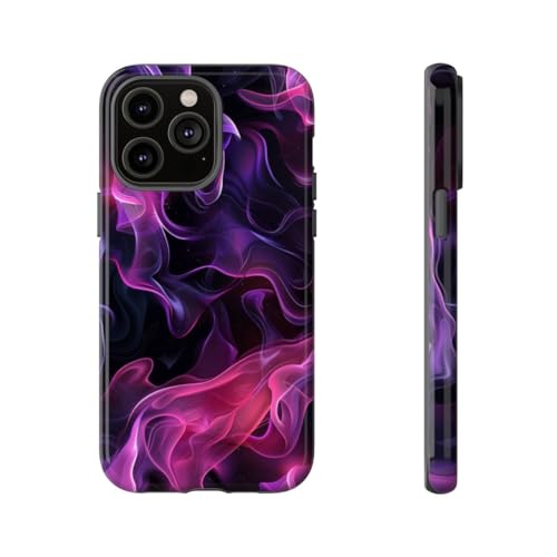 Coque rigide pour iPhone 14 Pro Max motif flammes violettes colorées