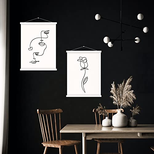 Image of 32x24 32x40 32x48 Poster Frame, Magnetic Light Wood Wooden Frame Hanger for Photo Picutre Canvas Artwork Art Print Wall Hanging (1 Pack, 32 inch, White)