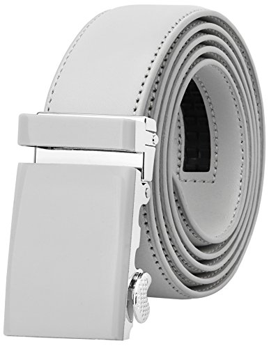 Falari® Genuine Leather Dress Ratchet Belt Automatic Buckle Holeless Adjustable Size