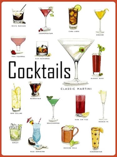 vianmo Cartel de madera 40x30 cm Alkohol Cocktails cuba libre Martini Deco Regalo Madera Letrero