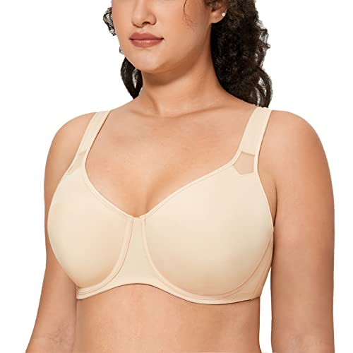 DELIMIRA Women's Plus Size Minimizer Bra Full Coverage Underwire Support T Shirt Beige 42DD