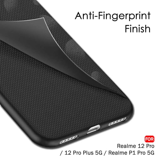 Image of TheGiftKart Back Cover Case for Realme 12 /12 Plus 5G / P1 Pro 5G | Slim & Lightweight | Ultra-Premium Design | Camera Protection Bump | Fabric Texture Case Cover (PC & TPU, Black)