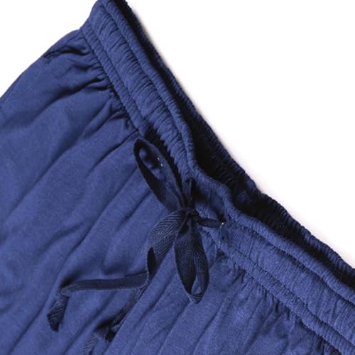 Men's Modal Casual Pajamas Set, Short Sleeve V-Neck Loose Sleepwear and Lightweight Drawstring Pants with Pockets4