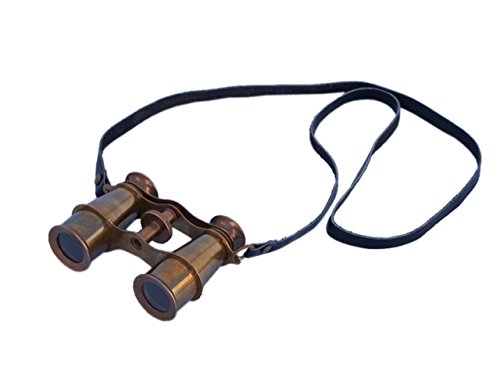Hampton Nautical BI-0322-AN Captains Antique Brass Binoculars 4" - Vintage Brass Antique Binoculars - Nautical Decoration