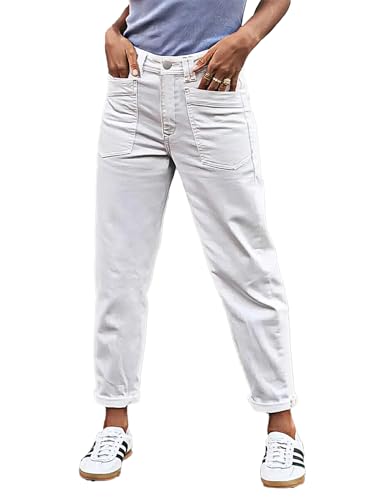 Flamingals High Waisted Straight Leg Jeans Women Slim Casual Crop Pants