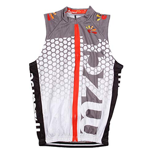mzcurse Men's Sleeveless Wind Vest Cycling Jersey Shirt Bicycle Bike Tees (White, Large,Please Check The Size Chart)