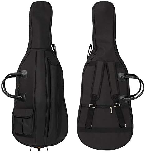 MI&VI Cello Soft Case Travel Gig Bag (3/4 Size) With Multiple Pockets and Adjustable Backpack Straps | 12mm Thick Padding | Waterproof | Non-Abrasive Lining - By MIVI Music