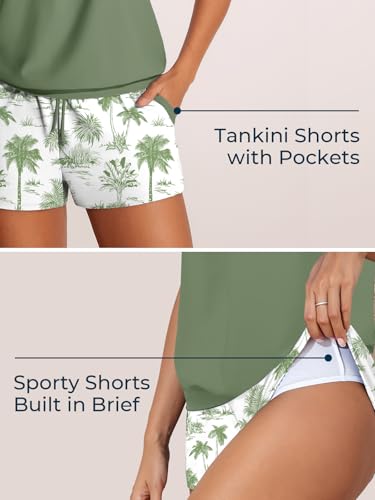 Image of Summer Mae Blouson Women's Tankini Swimsuits Tummy Control Modest 2026 Two Piece with Sporty Pockets Bathing Suits