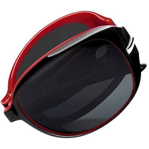 Joopin Oversized Folding Sunglasses Black Red Foldable Sun Glasses Polarized UV Protecton Portable Shades for Women Sensitive Eyes Ladies Sunnies