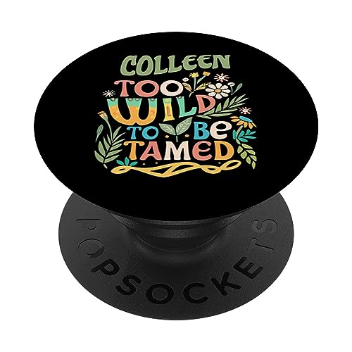 COLLEEN Name Cute Retro Girls Wildflower COLLEEN Name PopSockets Swappable PopGrip, Black