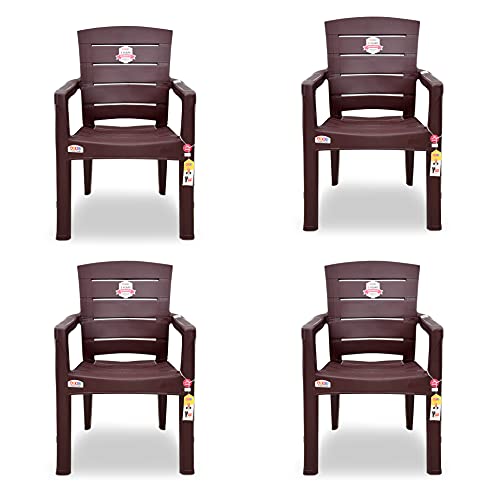 Image of AVRO FURNITURE 9955 Plastic Chairs, Set of 4 Matt Pattern Plastic Chairs for Home, Living Room, Bearing Capacity up to 200Kg Strong and Sturdy Structure, Brown
