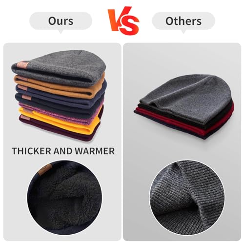 OZERO Winter Beanie Scarf Gloves: Thick Fuzzy Lined Women Knitted Thermal Warm Set Blue