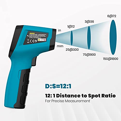 Tilswall Infrared Thermometer(Not for Human), Non-Contact Temperature Gun with Color LCD Display and Easy to Use, Digital Laser Thremometer Gun -58℉~1112℉(-50℃~600℃) for Cooking/Freezer/Industry/BBQ - Thumbnail 3