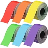Humyoun 6 Pcs Dry Erase Magnetic Strips for Classroom, 1 In x 9.8 Ft Rainbow Colors Magnetic Tape Roll Blank Magnets Sticky Labels Writable Flexible Magnet Sheet for Whiteboard Refrigerator and Crafts