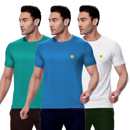 Image of AMUL COMFY Men's Cotton Plain Round Neck Half Sleeve Casual T-Shirts
