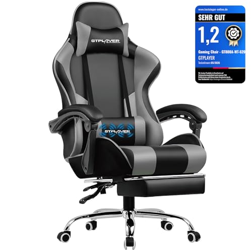 GTPLAYER Bürostuhl Gaming Stuhl Massage Gaming Sessel Ergonomischer Gamer Stuhl mit Fußstütze, Gepoâ€¦ – Miniatur