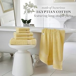 MARTHA STEWART Egyptian Cotton Bath Towels Set - 6 Piece, 2 Bath Towels - 2 Hand Towels - 2 Washcloths, Absorbent Bathroom Towels, Bathroom Essentials, Butter MARTHA STEWART Egyptian Cotton Bath Towels Set 6 Piece 2 Bath Towels 2 Hand Towels 2 Washcloths Absorbent Bathroom Towels Bathroom Essentials Butter