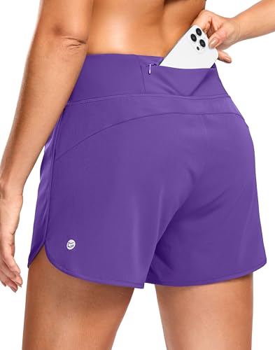 G Gradual Womens Running Shorts with Mesh Liner 3 Workout Athletic Shorts for Women with Phone Pockets(Dusty Purple Medium)