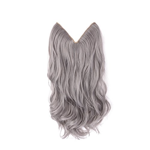 Creamily 20" Silver Gray Secret Miracle Wire Hair Extensions Synthetic Curly Wave Hairpieces 20"
