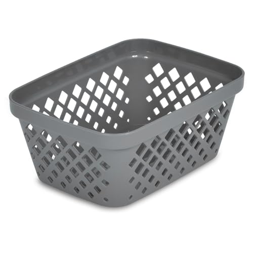Image of Glad Plastic Storage Basket Set - Multipurpose Drawer Trays, Kitchen Pantry Containers, and Bathroom Bins - 9 Pack Small Organizers, Grey
