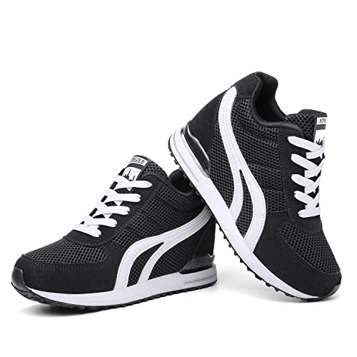 AONEGOLD Women's Hidden Wedge Sneakers High Heeld Lace Up Fashion Lightweight Walking Shoes Platform Sneakers3