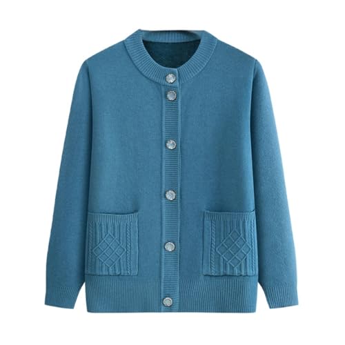 WLLDDDIU Cárdigans con Forro Polar para Mujeres de Mediana Edad y Mayores, Suéteres de Punto, Cárdigan de Manga Larga con Botones, Chaqueta de Punto, Abrigo de Invierno para Señoras Mayores, Pre