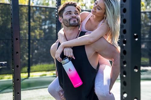 Image of HYDRO CELL Stainless Steel Insulated Water Bottle with Straw - For Cold & Hot Drinks - Metal Vacuum Flask with Screw Cap and Modern Leakproof Sport Thermos for Adults (White /Pink 24oz)