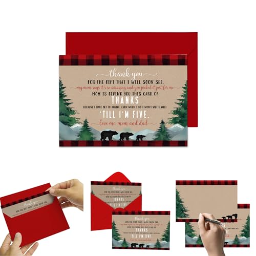 Paper Clever Party LUMBERTHANK Lumberjack Baby Thank You Cards, 15 Pack – Boys Baby Shower Notes With Envelopes thumb #6