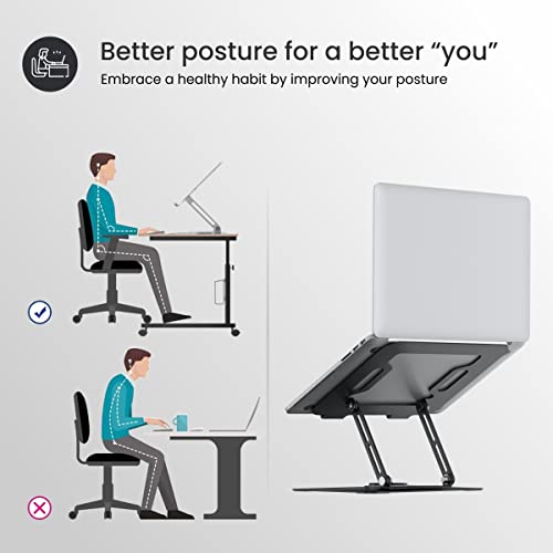 Portronics My Buddy K9 - Portable Laptop Stand - Adjustable Elevation Levels - Ventilated Anti-Slip Design - 360-degree Rotating Base(Black) - Image 4