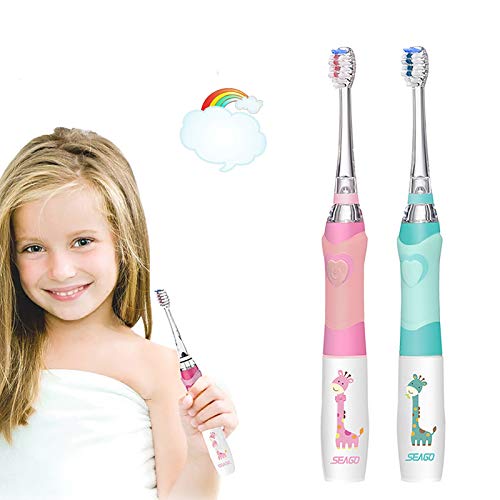 Kids Electric Toothbrush Sonic Toothbrush, Soft Battery Tooth Brush with Timer and LED Light, 3 Brush Heads, Travel Toothbrush for Children Boys and Girls