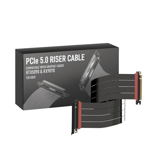 Image of LINKUP PCIE 5.0 Riser Cable | for Vertical GPU Mount | Straight | Graphics Card GPU Ready | Usable with PCIe 4.0 & RX9070 / RTX5090 | 60cm (Total Length: 64cm)