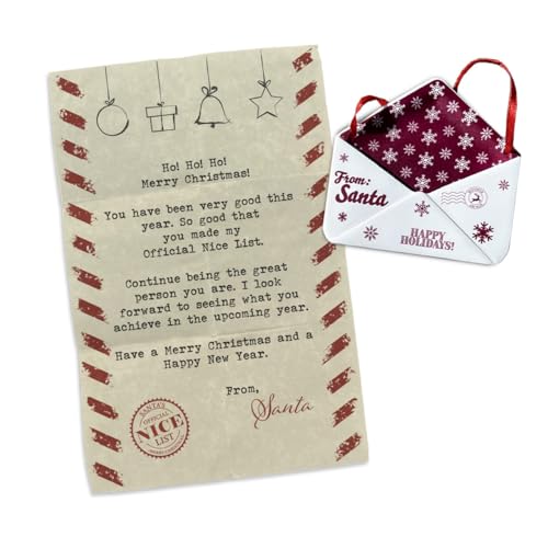 Lettre du Père Noël enveloppe decorative résine marron flocon de neige avec sac velours