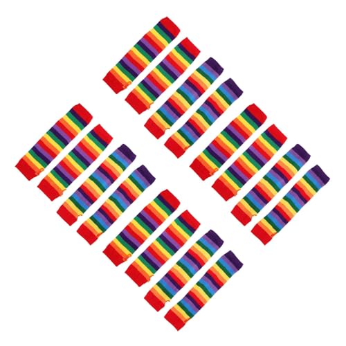 LUOZZY 8 Pairs Rainbow Striped Long Gloves Hand Knitted Fingerless Soft Comfortable for Women Costume Parties Events