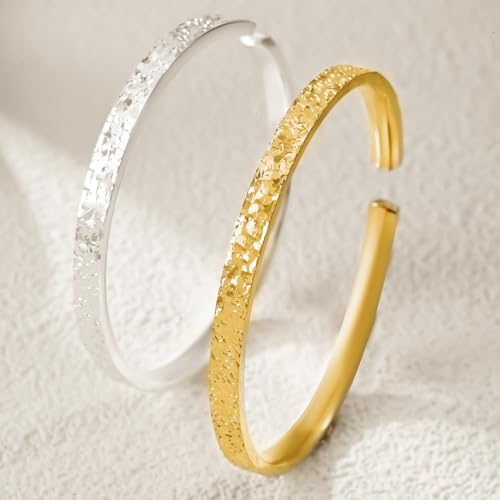 D-POW Gold Bangle Bracelets for Women 24K Gold Plated Bangles Adjustable Bracelets Gold Thin Cuff Bracelets for Women Gold Fashion Jewelry Gifts3