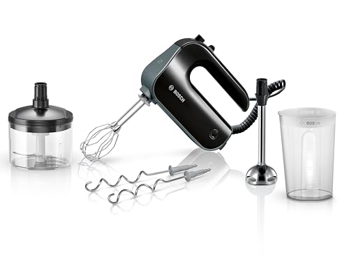 Bosch Handrührer Home Professional Styline MFQ4980B, 5 Stufen, 2 Edelstahl Rührbesen- und Knethaken, Mixstab Edelstahl, Universalzerkleinerer, 850 W, schwarz/dark silver 1