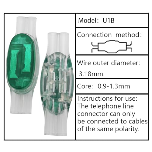 U1B wire connectors, 8 Pcs Telephone Crimps, CTRICALVER Button Telephone Wire Connectors, Wire Connectors with Sealing Gel Grease Filling, Telephone Cable Connectors (Green) - Image 4