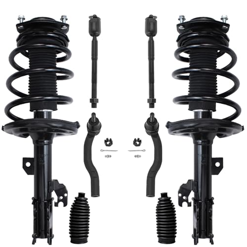 Image of Detroit Axle - 8pc Front Struts Kit for Toyota 2007-2011 Camry 2006-2012 Avalon 2007-2009 Lexus ES350, 2 Struts with Coil Spring 4 Outer Inner Tie Rod Ends 2 Boots Replacement Suspension