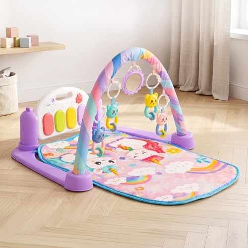 Image of StarAndDaisy Baby Play Gym with Musical Piano, Hanging Toys & Soft Play Mat, Infant Activity Gym for Tummy Time, Sensory Play & Early Learning, Baby Gym for 0-24 Months