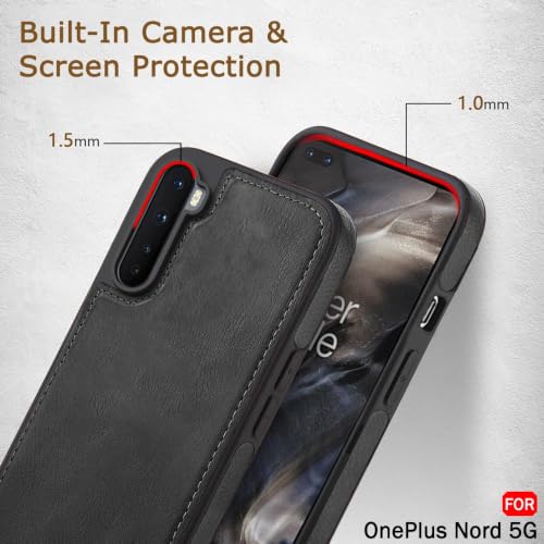 Image of MOBILOVE PU Leather Flexible Shockproof Design Back Case Cover for | OnePlus Nord (2020) (Black)
