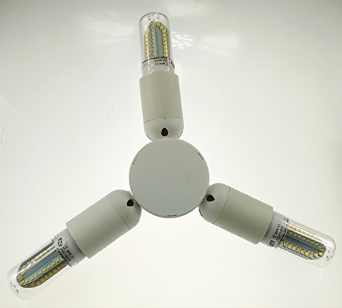 Uniox 3 In 1 Lamp Sockets Adapter,Medium Base E26 / E27,Lampholder Horizontal Splitter White #TOP4