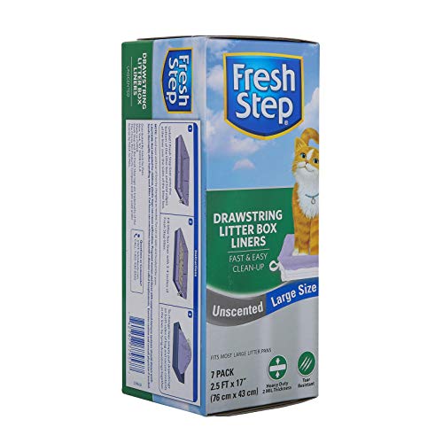Fresh Step Forro de caixa de areia com cordão, sem cheiro, tamanho grande, 76 cm x 43 cm – 7 unidade