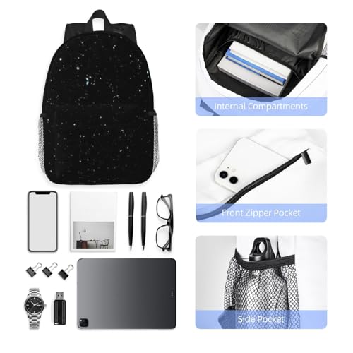 Sac à dos noir à paillettes confortable contre le mal de dos en voyage