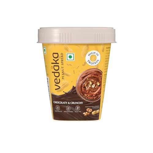 Image of Amazon Brand - Vedaka Peanut Butter Chocolate Crunchy 500G | 25% Protein | No Palm Oil | Healthy Nut Butter Spread | Zero Cholesterol & Zero Trans Fat | Fibre-Rich